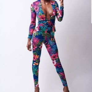 Tropical Print Jumpsuit